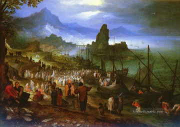  Pre Malerei - Christus predigt im Seehafen Flämisch Jan Brueghel der Ältere